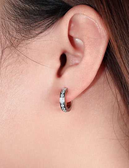 Limerencia Hypoallergenic G23 Pure Titanium Small Open C Hoop Earrings, F136 Implant Grade Lightweight Cubic Zirconia/Opal Cuff Huggie Earrings for Women Sensitive Ears