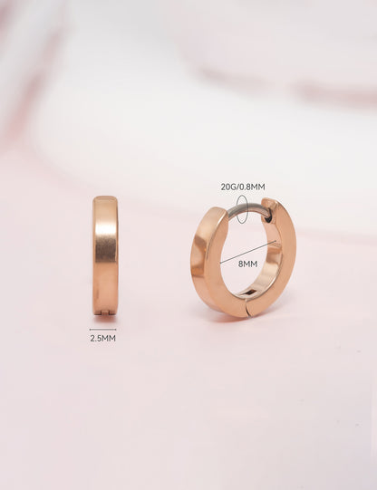 Orecchini cerchio huggie in titanio puro G23 ipoallergenico Limerencia per donna, adatti orecchie sensibili (8 millimetri, colore oro)