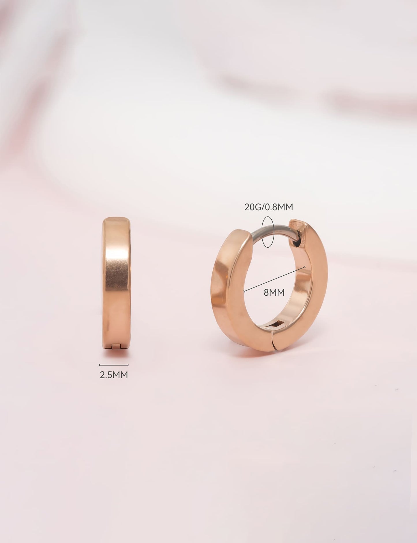 Limerencia G23 Pure Titanium Hypoallergenic Huggie Hoop Earrings for Women Sensitive Ears (8 Millimeters)