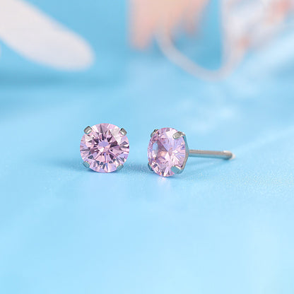 Limerencia orecchini a vite in titanio puro G23 ipoallergenico, perno piercing F136 grado implantare 20G per trago ed elice, cartilagine con diamante simulato (5 mm, Rosa)
