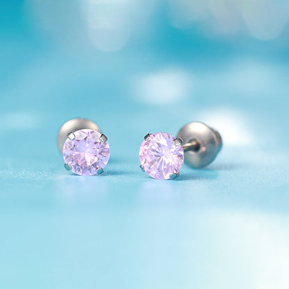Limerencia orecchini a vite in titanio puro G23 ipoallergenico, perno piercing F136 grado implantare 20G per trago ed elice, cartilagine con diamante simulato (5 mm, Rosa)