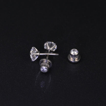 Limerencia Titan Hypoallergene Ohrstecker G23 für Damen 5A Zirkonia Helix Schraubverschluss Implantatqualität F136 Piercing-Ohrringe für empfindliche Ohren (weiße CZ)