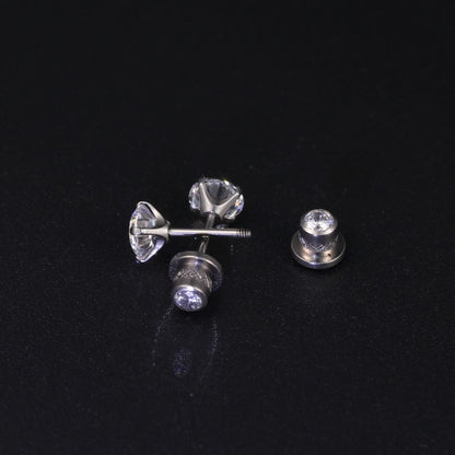 Orecchini a perno in titanio G23 ipoallergenici Limerencia da donna, zircone cubico 5A, chiusura a vite elica, piercing titanio medicale F136 per orecchie sensibili (zircone bianco)