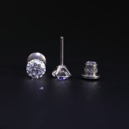 Limerencia Titan Hypoallergene Ohrstecker G23 für Damen 5A Zirkonia Helix Schraubverschluss Implantatqualität F136 Piercing-Ohrringe für empfindliche Ohren (weiße CZ)