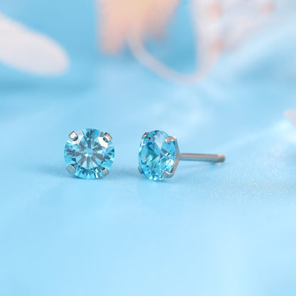 Limerencia Titan Hypoallergene Ohrstecker G23 für Frauen 5A Zirkonia Helix Schraubverschluss Implantat-Qualität F136 Piercing Ohrringe für empfindliche Ohren (Aquamarin)