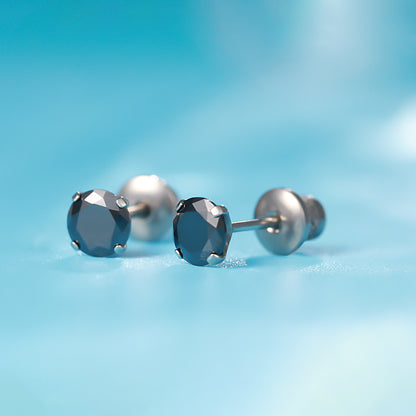 Limerencia Titan Hypoallergene Ohrstecker G23 für Damen 5A Zirkonia Helix Schraubverschluss Implantat-Grade F136 Piercing Ohrringe für empfindliche Ohren (Schwarz)