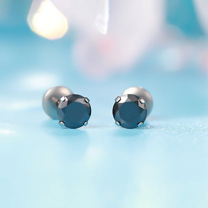 Limerencia Titan Hypoallergene Ohrstecker G23 für Damen 5A Zirkonia Helix Schraubverschluss Implantat-Grade F136 Piercing Ohrringe für empfindliche Ohren (Schwarz)