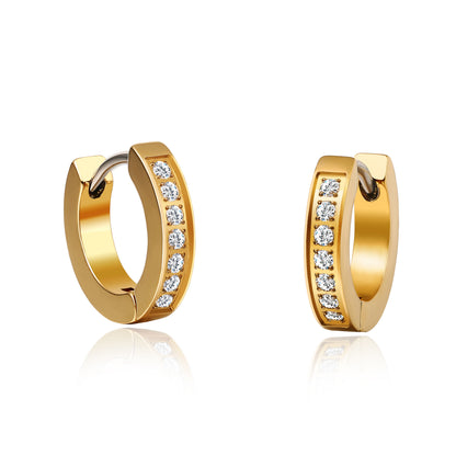 Limerencia G23 Aretes de aro hipoalergénicos de titanio puro para orejas sensibles (aro con circonita cúbica de 10 mm, oro)