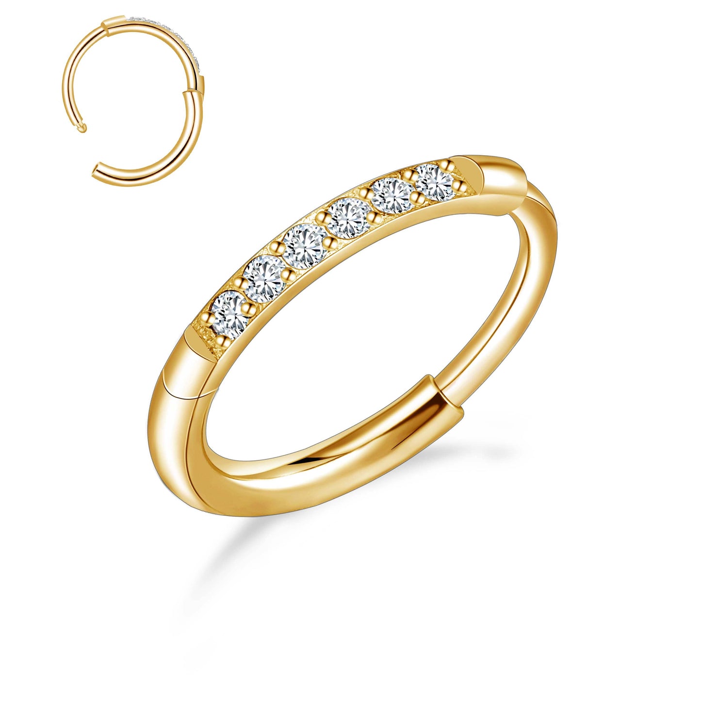 Aro nasal de titanio G23 Limerencia, aro nasal con circonita 8 mm / 10 mm | Arete de cartílago, anillo de septo, piercing para tragus, concha, hélice, daith y labio, joyería para mujer y hombre