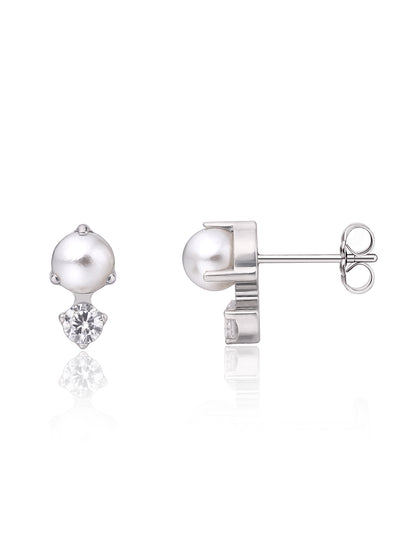 Limerencia G23 Reiner Titan hypoallergene Ohrstecker | Zirkonia + Perle F136 Implantatgrad Titan-Schmuck für empfindliche Ohren
