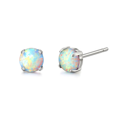 Limerencia G23 Hypoallergene Ohrstecker aus reinem Titan, Opal-/Mondstein-/Katzenaugen-/Blau-Türkis-Ohrstecker, F136 Implantatqualität|Zarter Schmuck für empfindliche Ohren (5 mm, Weißer Opal)