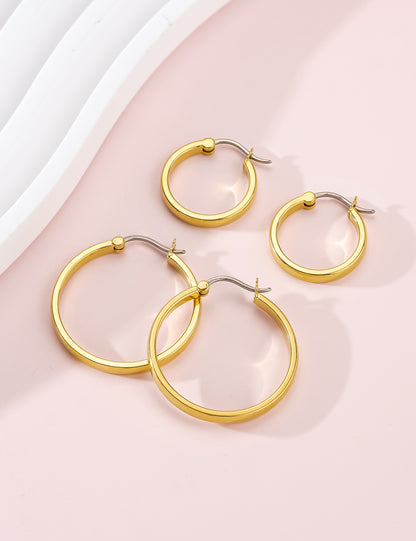 Pendientes de aro hipoalergénicos Limerencia G23 de titanio puro para mujer, para orejas sensibles (sin gema, 20 mm, oro)