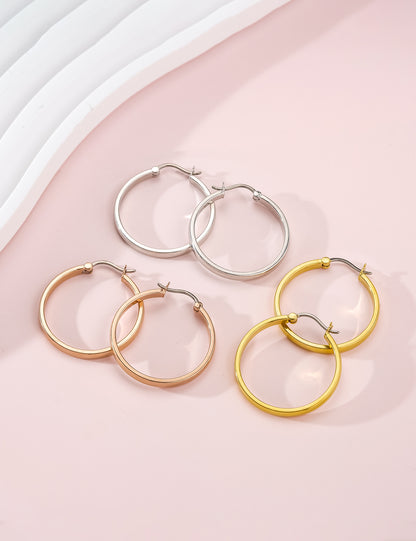 Pendientes de aro hipoalergénicos Limerencia G23 de titanio puro para mujer, para orejas sensibles (sin gema, 20 mm, oro)