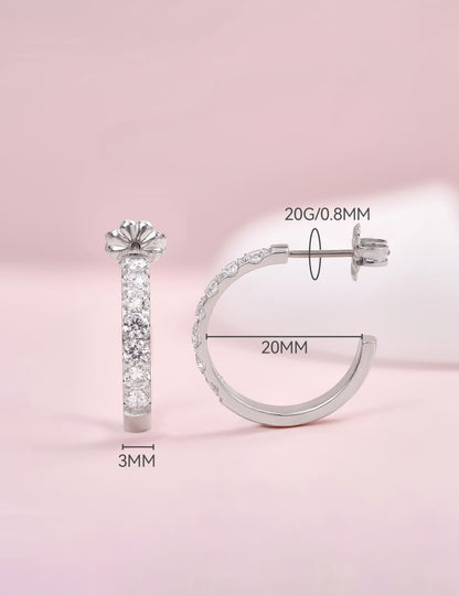 Orecchini cerchio in titanio puro G23 ipoallergenico Limerencia, orecchini huggie in titanio F136 per donne con orecchie sensibili (cerchio aperto 20 mm, argento)