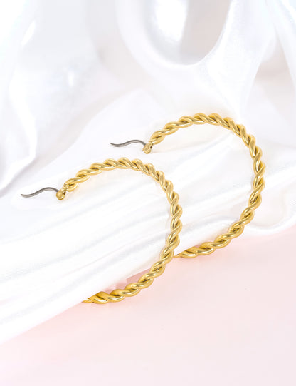 Limerencia hipoalergénicos Aretes de aro redondos de titanio puro trenzado para mujer (aro de cuerda trenzada de 42 mm, plata)…