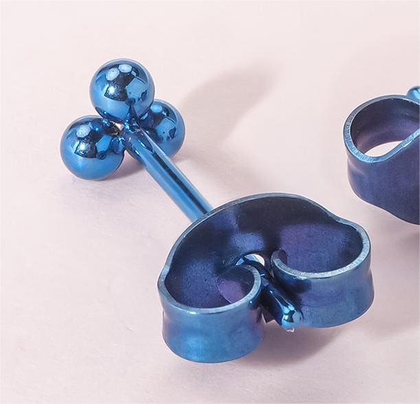Orecchini ipoallergenici in titanio puro G23 Limerencia | Piccoli orecchini a tre sfere minimalisti, titanio implantabile F136, gioielli delicati per orecchie sensibili 