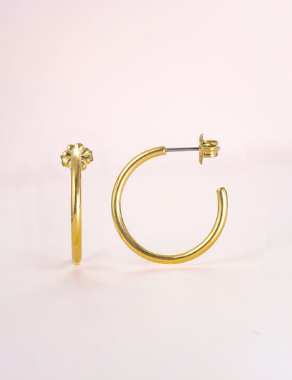 Limerencia Boucles d'oreilles anneau C ouvert grand en titane pur G23 hypoallergénique, boucles huggie cuff légères en titane F136 serties de zircon cubique pour femmes aux oreilles sensibles (anneau rond fin 20 mm, couleur argentée)