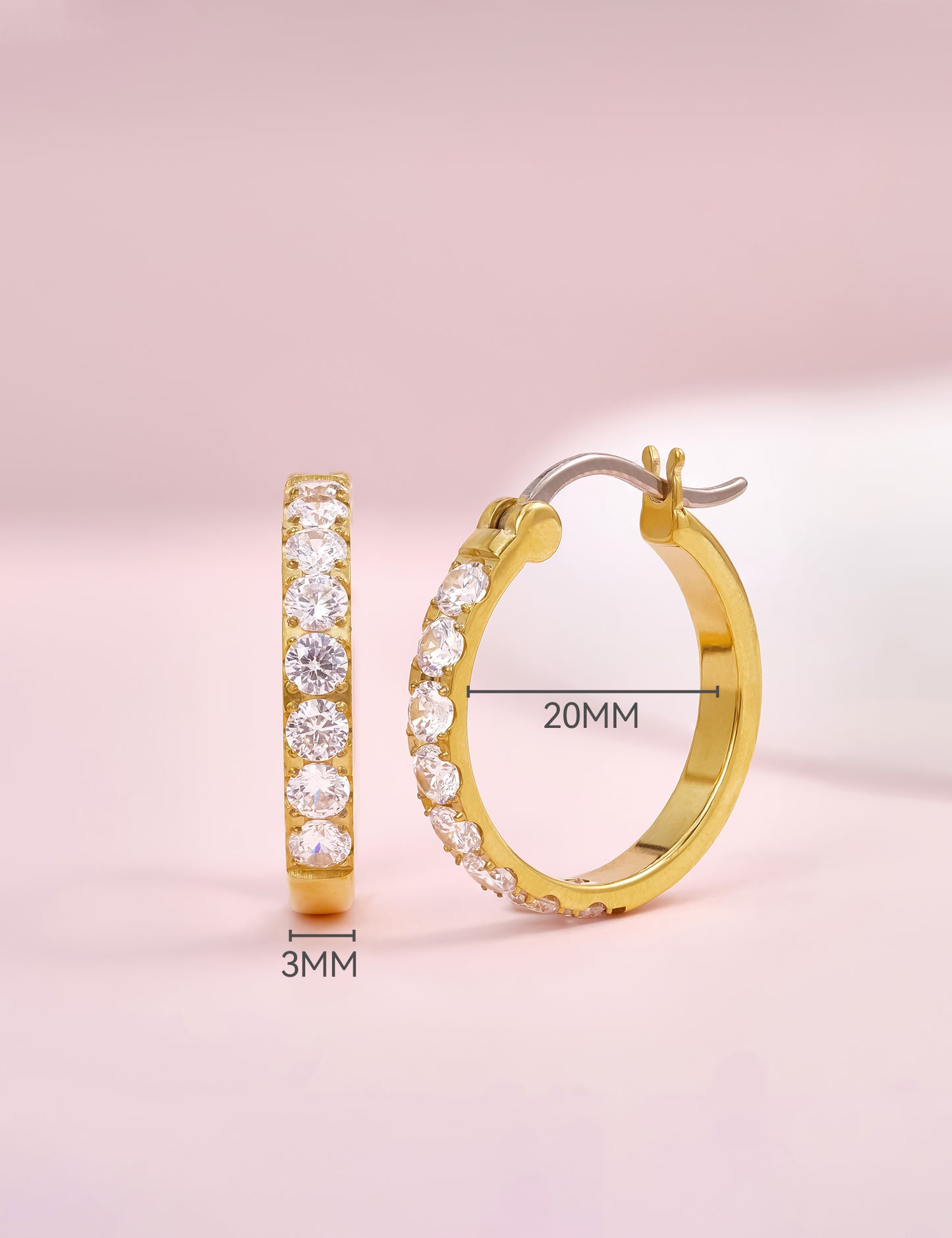 Limerencia G23 Pure Titanium Hypoallergenic Hoop Earrings, F136 Titanium Huggie Studs for Women Sensitive Ears (20mm hoop gold)