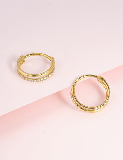 Pendientes de aro G23 de titanio puro, hipoalergénicos de 12 mm para orejas sensibles con circonitas cúbicas (18G (1,0 mm) dorado)
