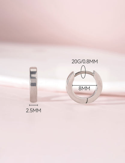Limerencia G23 Pure Titanium Hypoallergenic Huggie Hoop Earrings for Women Sensitive Ears (8 Millimeters)