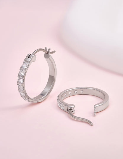 Round inlaid luxury titanium earrings
Classic 20mm circle titanium earrings