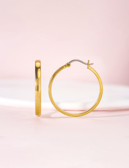 Limerencia G23 Pendientes de aro hipoalergénicos de titanio puro para mujer con orejas sensibles (sin gema, 30 mm, oro)