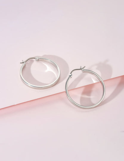 Orecchini cerchio in titanio puro G23 Limerencia ipoallergenici per donne con orecchie sensibili (senza pietre, 30 mm)