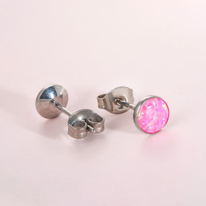 Limerencia Ohrringe aus reinem Titan, hypoallergen | Opal-Ohrstecker | Minimalistisch, Implantatqualität | Für empfindliche Ohren, filigraner Schmuck