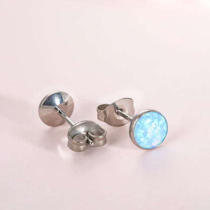 Limerencia Ohrringe aus reinem Titan, hypoallergen | Opal-Ohrstecker | Minimalistisch, Implantatqualität | Für empfindliche Ohren, filigraner Schmuck