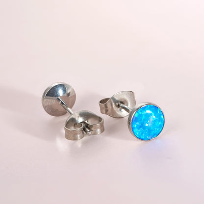 Limerencia Ohrringe aus reinem Titan, hypoallergen | Opal-Ohrstecker | Minimalistisch, Implantatqualität | Für empfindliche Ohren, filigraner Schmuck