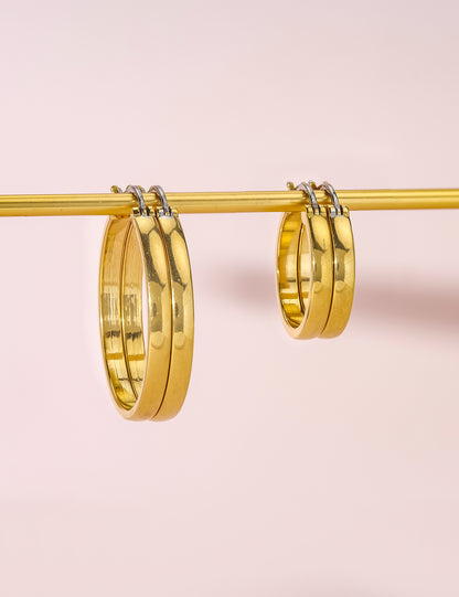 Pendientes de aro hipoalergénicos Limerencia G23 de titanio puro para mujer, para orejas sensibles (sin gema, 20 mm, oro)