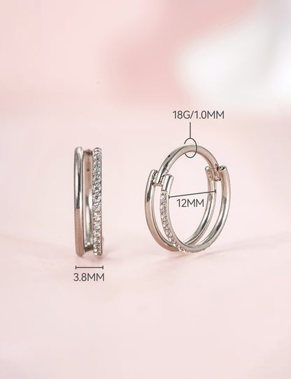 Pendientes de aro G23 de titanio puro, hipoalergénicos de 12 mm para orejas sensibles con circonitas cúbicas (18G (1,0 mm) dorado)