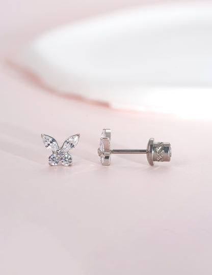 Limerenz Hypoallergener G23 Implantatgrad Titan Schraubverschluss Ohrringe Tragus 20G Helix F136 Piercing Post für empfindliche Mädchenohren Knorpel- Schmetterling Weiß Zirkonia