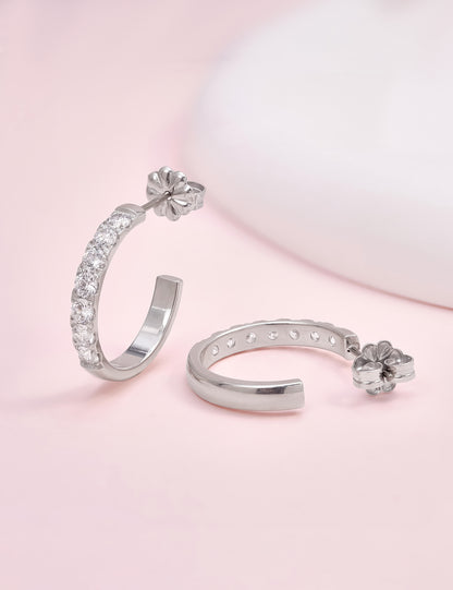 Luxury delicate titanium circle earrings
Sensitive ears gem inlaid hoop earrings