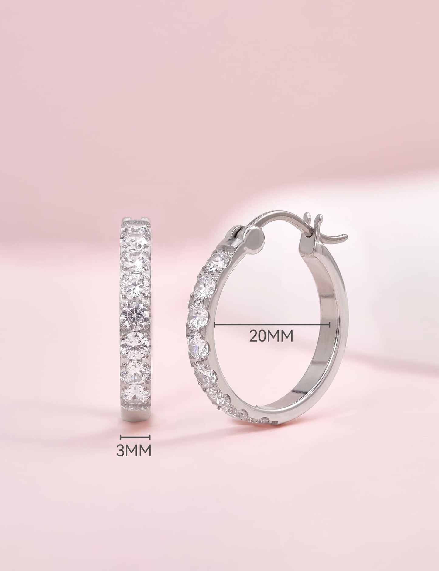 Limerencia Boucles d'oreilles anneaux hypoallergéniques en titane pur G23, clous huggie en titane F136 pour femmes aux oreilles sensibles (20 mm)