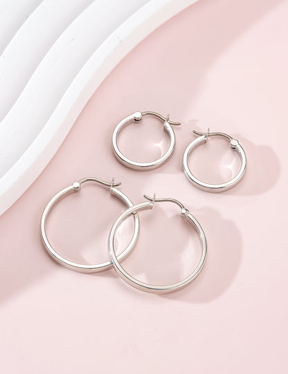 Pendientes de aro hipoalergénicos Limerencia G23 de titanio puro para mujer, para orejas sensibles (sin gema, 20 mm, oro)