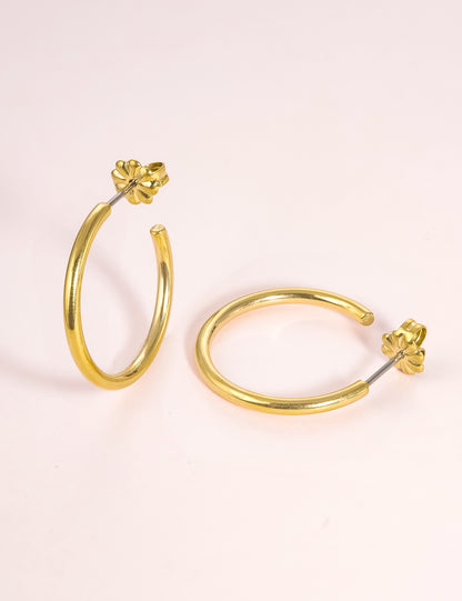 Limerencia Boucles d'oreilles anneau C ouvert grand en titane pur G23 hypoallergénique, boucles huggie cuff légères en titane F136 serties de zircon cubique pour femmes aux oreilles sensibles (anneau rond fin 20 mm, couleur argentée)