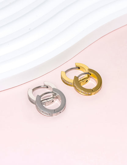 Limerencia G23 Aretes de aro hipoalergénicos de titanio puro para orejas sensibles (aro con circonita cúbica de 10 mm, oro)