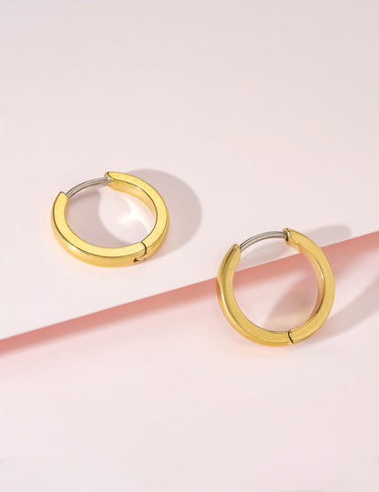 Limerencia G23 Reiner Titan Hypoallergener Huggie-Creolen für Damen mit empfindlichen Ohren (12 Millimeter, Gold)