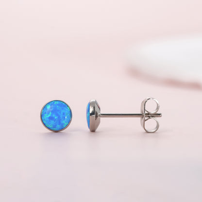 Limerencia Ohrringe aus reinem Titan, hypoallergen | Opal-Ohrstecker | Minimalistisch, Implantatqualität | Für empfindliche Ohren, filigraner Schmuck
