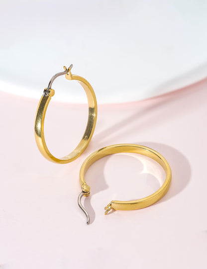 Limerencia G23 Pendientes de aro hipoalergénicos de titanio puro para mujer con orejas sensibles (sin gema, 30 mm, oro)