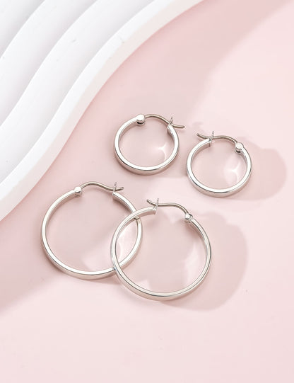 Limerencia G23 Reiner Titan hypoallergener Creolen für Damen, empfindliche Ohren (ohne Stein, 20mm)
