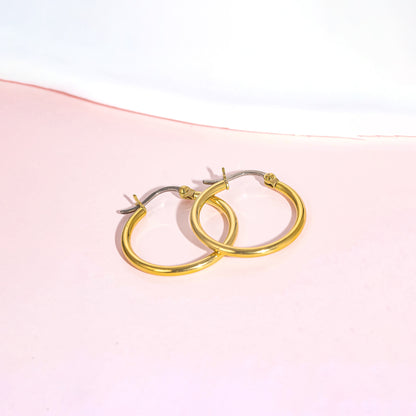 Long lasting shiny titanium hoop earrings
Hypoallergenic titanium earrings lightweight