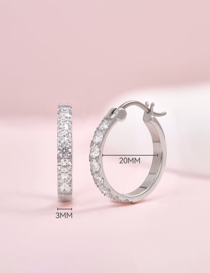 Sparkling gem inlaid titanium hoops
Slim 3mm width inlaid earrings