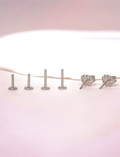 limerencia 18g Titan Innengewinde Tragus Piercing Schmuck CZ Top Flachrücken Piercing Nasenstecker Ohrring, Helix, Knorpel, Labret, Monroe für Frauen oder Männer (Teile-Silber)