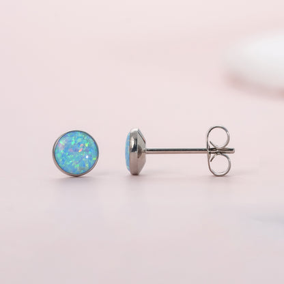 Limerencia Ohrringe aus reinem Titan, hypoallergen | Opal-Ohrstecker | Minimalistisch, Implantatqualität | Für empfindliche Ohren, filigraner Schmuck