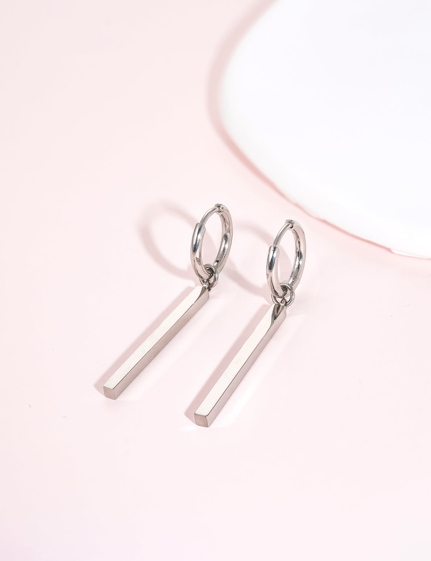 Limerencia Hypoallergenic Pure Titanium Post Lightweight Dangle Huggie Earrings for Women | Vertical Bar, Cross, Moon, Lightning | Dainty Earrings (Vertical Bars)