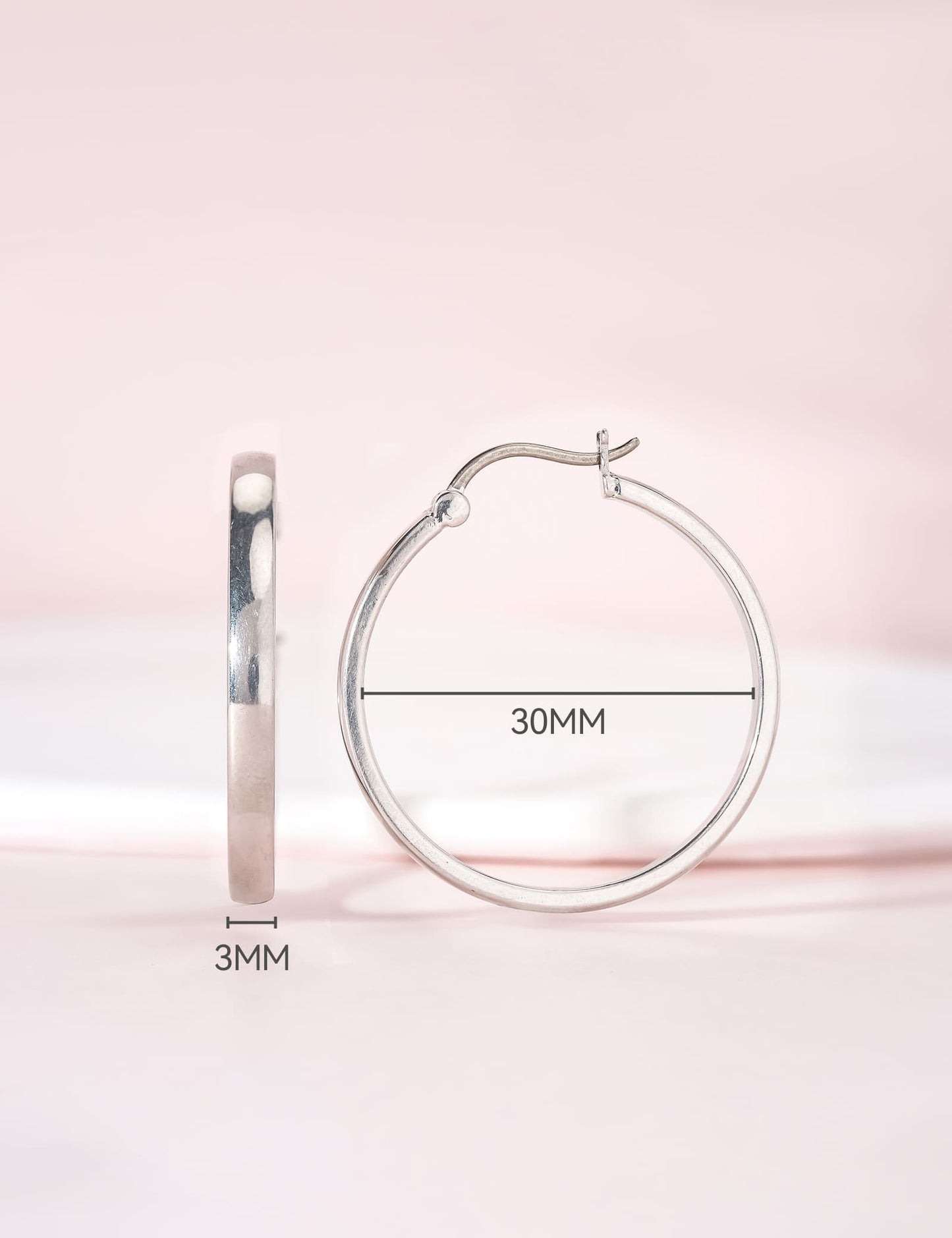 Orecchini cerchio in titanio puro G23 Limerencia ipoallergenici per donne con orecchie sensibili (senza pietre, 30 mm)