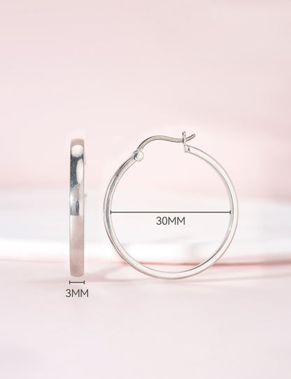 Orecchini cerchio in titanio puro G23 Limerencia ipoallergenici per donne con orecchie sensibili (senza pietre, 30 mm)