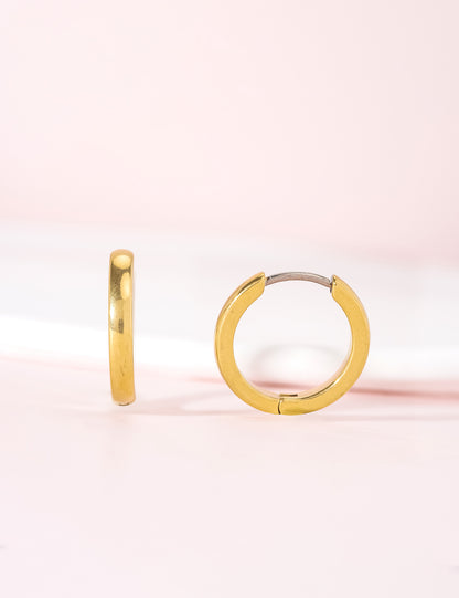 Limerencia G23 Reiner Titan Hypoallergener Huggie-Creolen für Damen mit empfindlichen Ohren (12 Millimeter, Gold)